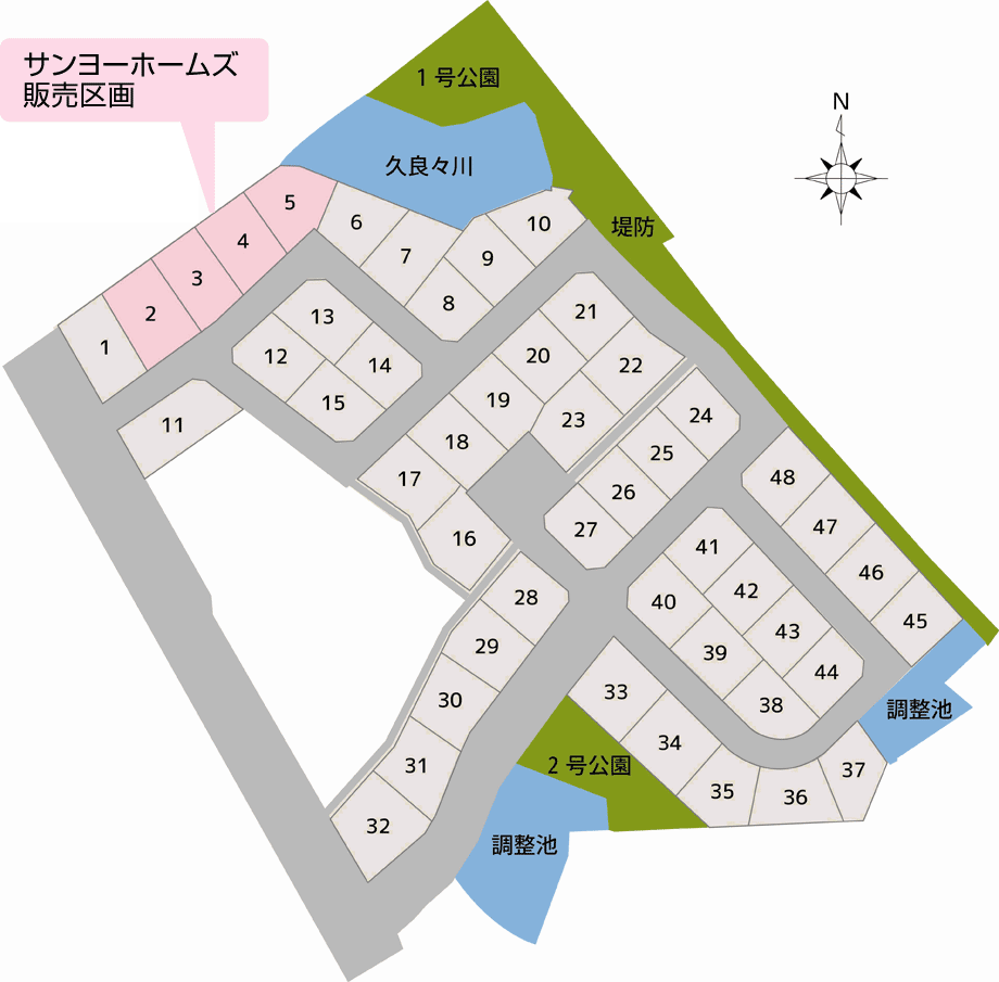 筑紫駅桜並木通り　サンヨーホームズ販売区画数　4区画