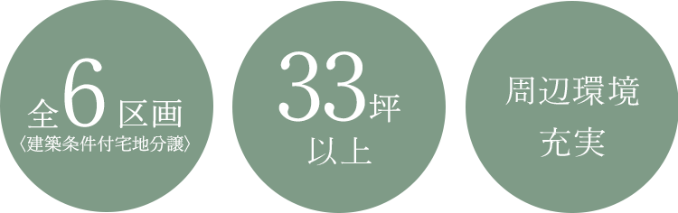 全6区画 33坪以上 周辺環境充実