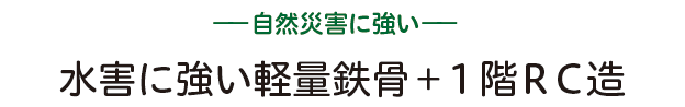 自然災害に強い　水害に強い 軽量鉄骨＋１階ＲＣ