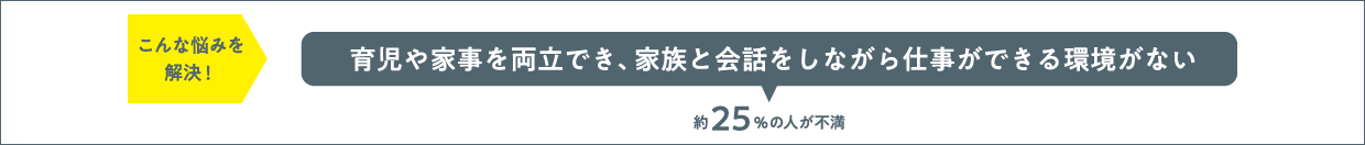 こんな悩みを解決！「育児や家事を両立でき、家族と会話をしながら仕事ができる環境がない」