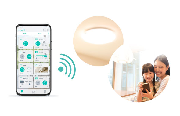 スマホと照明や浴室のイメージ