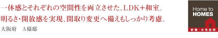 一体感とそれぞれの空間性を両立させた、LDK+和室。
明るさ・開放感を実現、間取り変更へ備えもしっかり考慮。