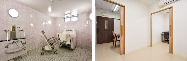機械浴室と処置室・看護師室・医務室